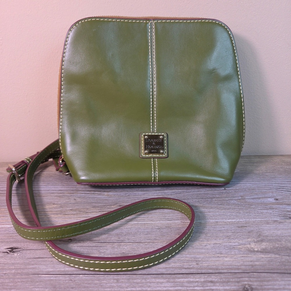 Dooney & Bourke Trixie Olive Green Leather Crossbody Bag Purse Small Dust Bag